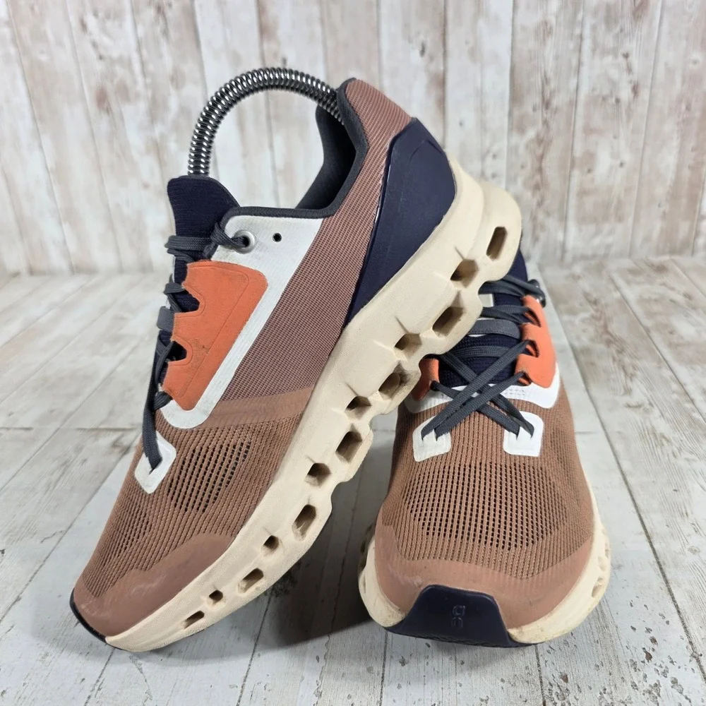 On Running Cloudstratus Womens 7 Brown Orange Navy Blue Mesh Sneakers 39.98657 - Picture 7 of 8